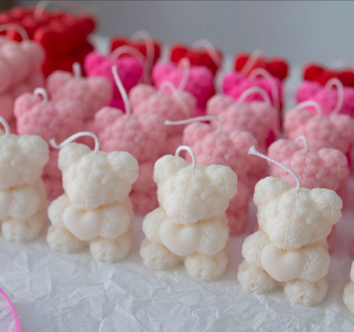 Mini Rose Bear Candle